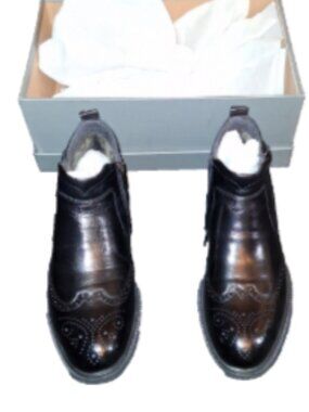 Men's Size 9 Brogue Black Chelsea Zipper Buckle Business Ankle Boots